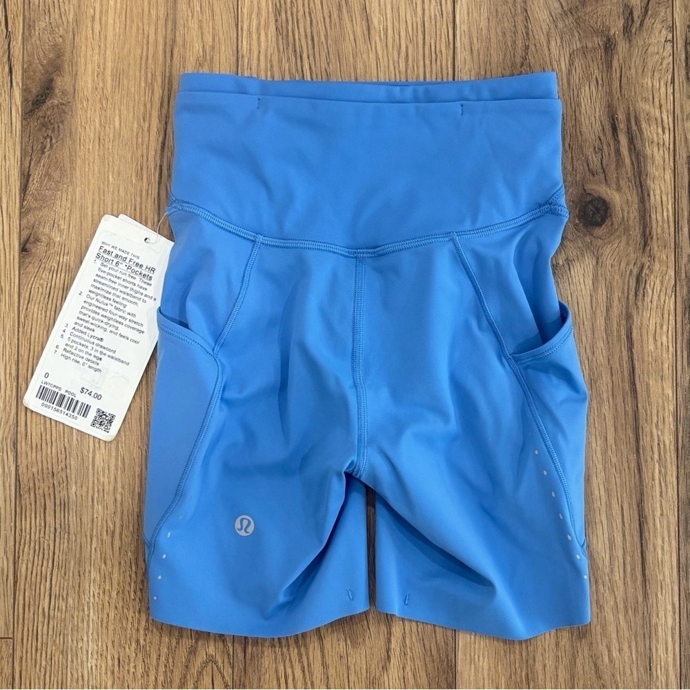 NWT Lululemon Fast And Free High Rise Shorts 6" In Pool Party Size 0